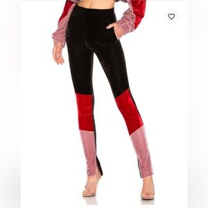 Frankie B X Revolve Velvet Track Legging in Crimson and Blush Pink, Size XS